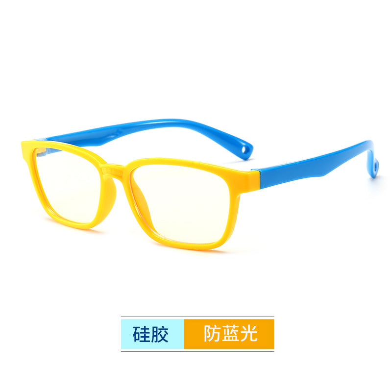 Gafas de silicona anti-azules de los niños al por mayor Mirror plano de marco suave