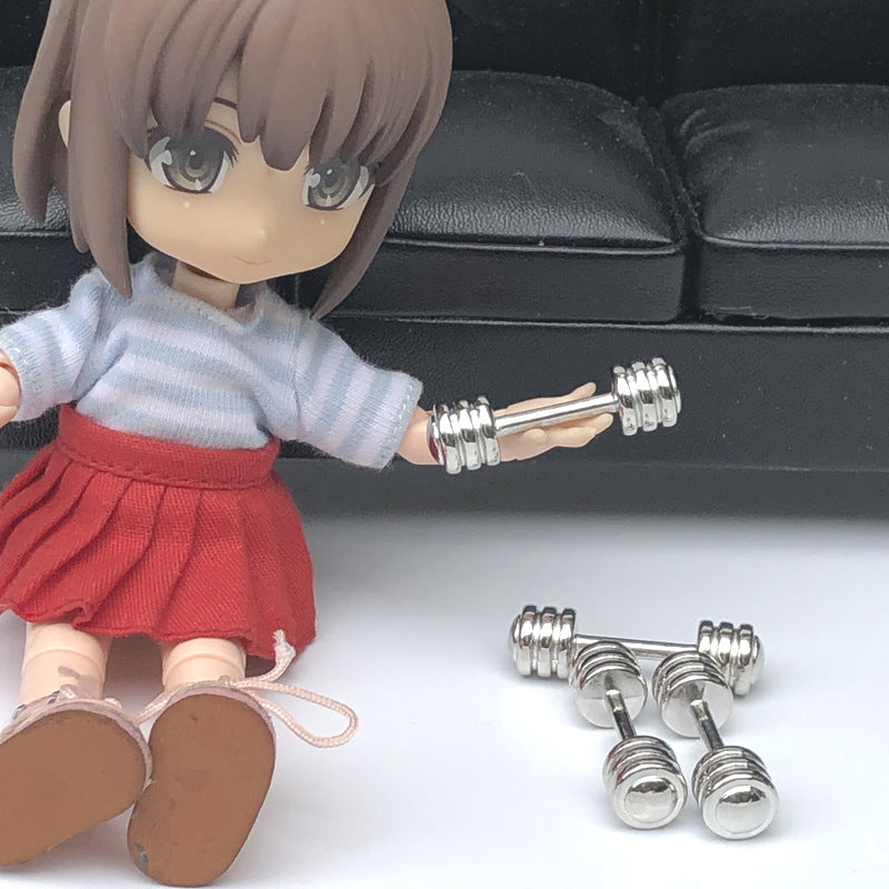 Wholesale 1:12 dollhouse dollhouse mini gym model accessories metal dumbbell sports model