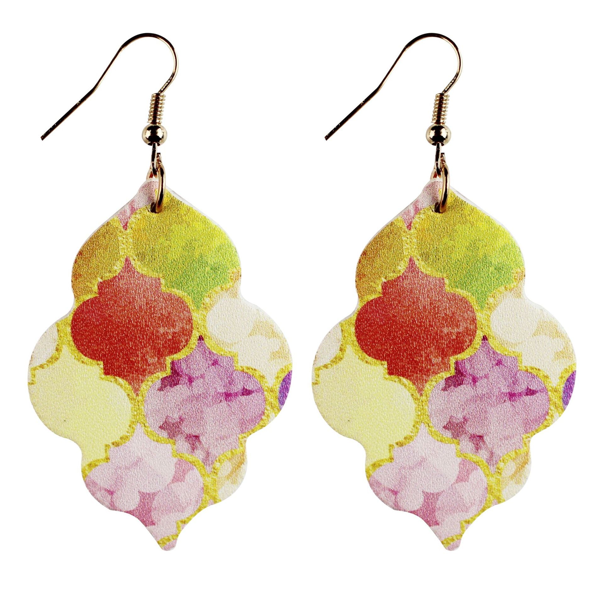 Wholesale Baroque Style Double Sided Printed Leather Flower Earrings