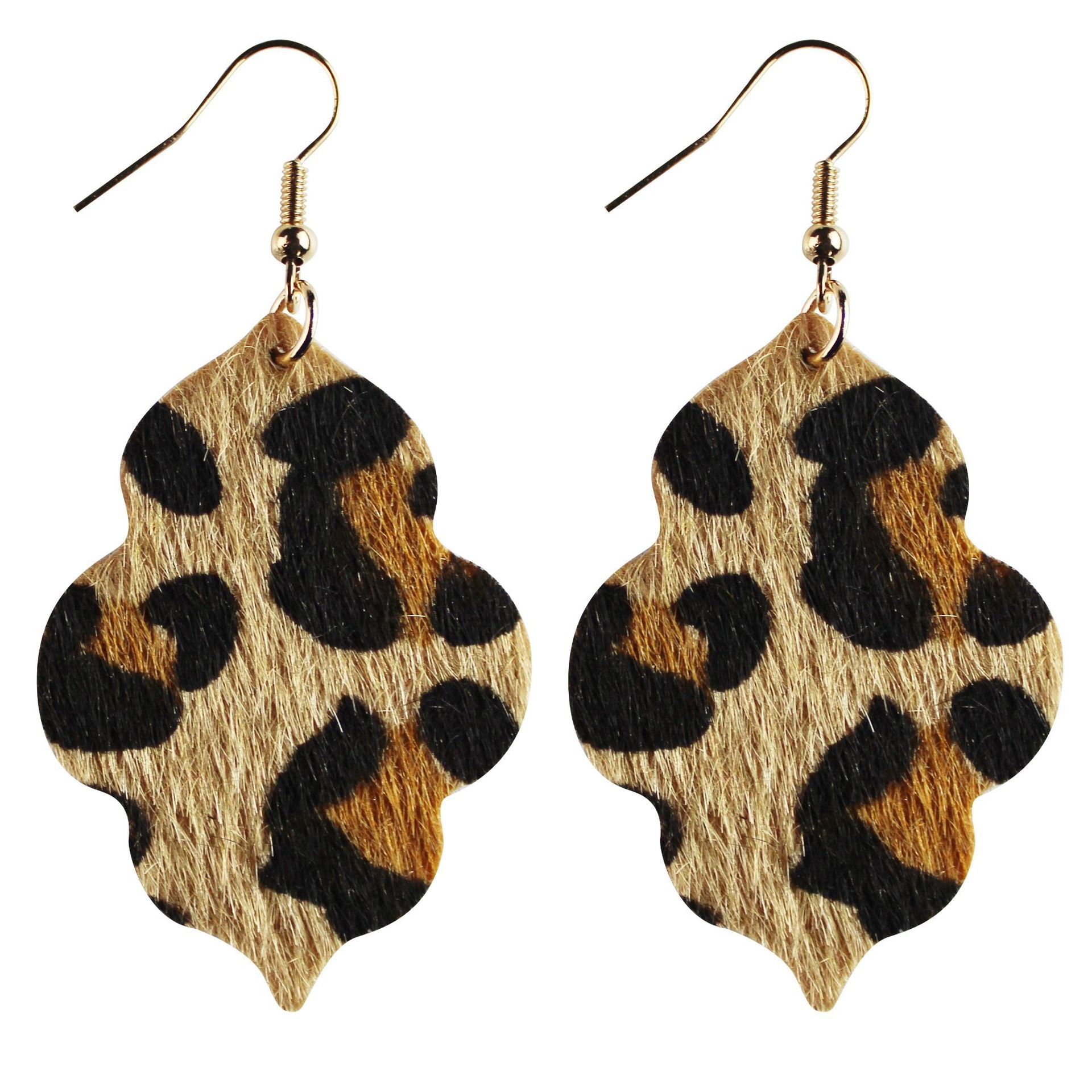 Wholesale Baroque Style Double Sided Printed Leather Flower Earrings