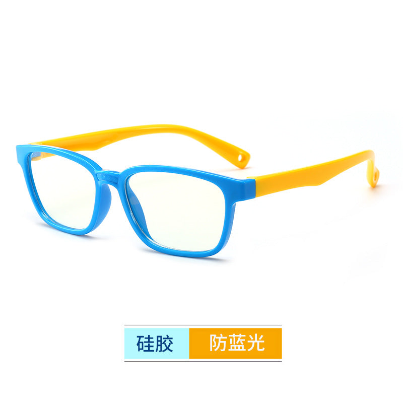 Gafas de silicona anti-azules de los niños al por mayor Mirror plano de marco suave