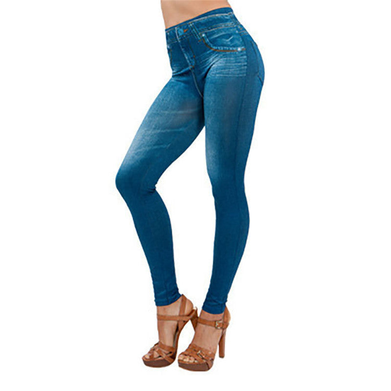 Wholesale Yoga Fake Pocket Cinching Imitation Denim Seamless Yoga Pants