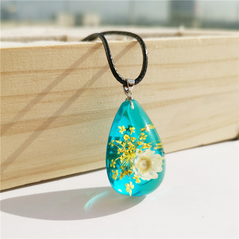 Wholesale 6pcs Handmade Glue Drop Real Flower Dried Flower Necklace