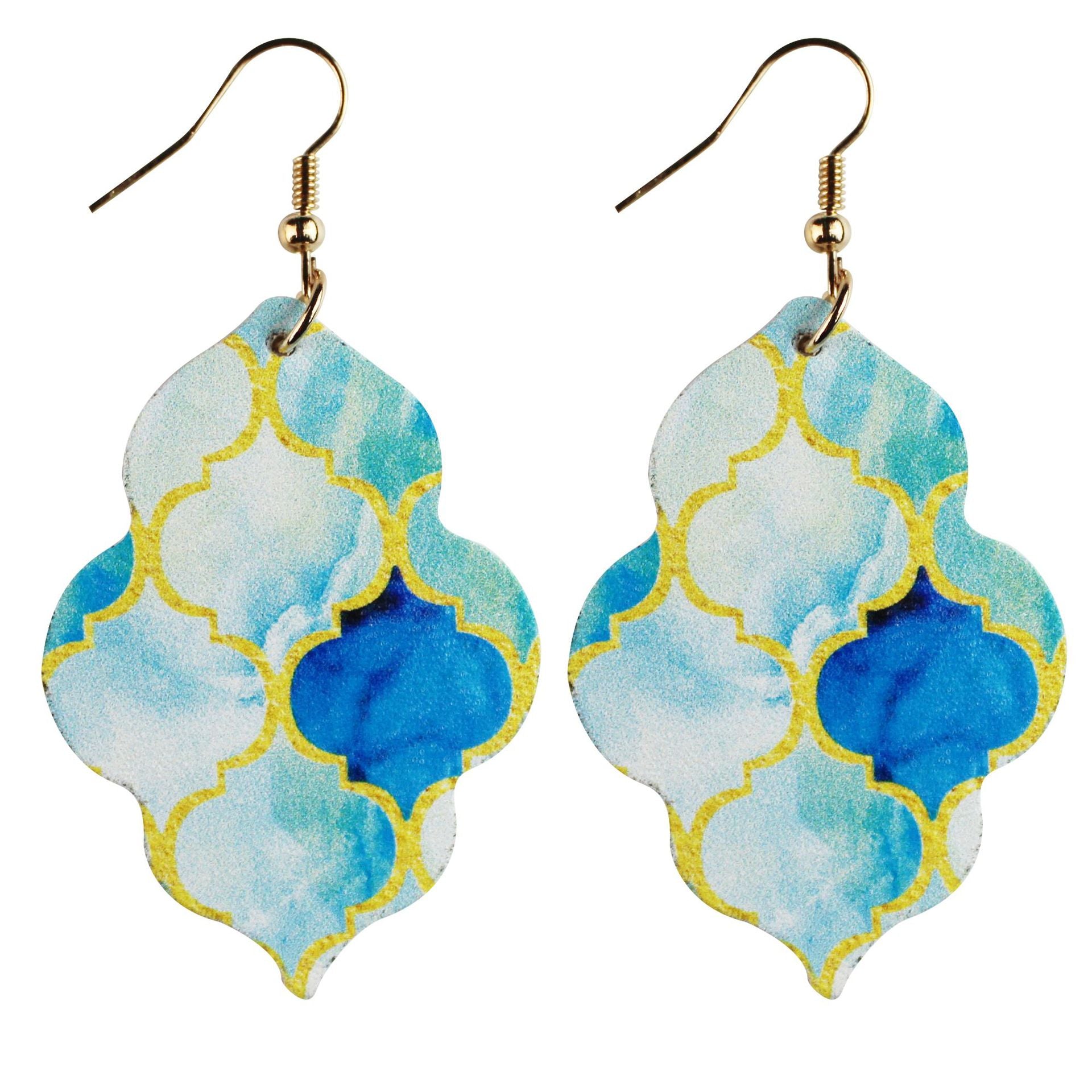 Wholesale Baroque Style Double Sided Printed Leather Flower Earrings