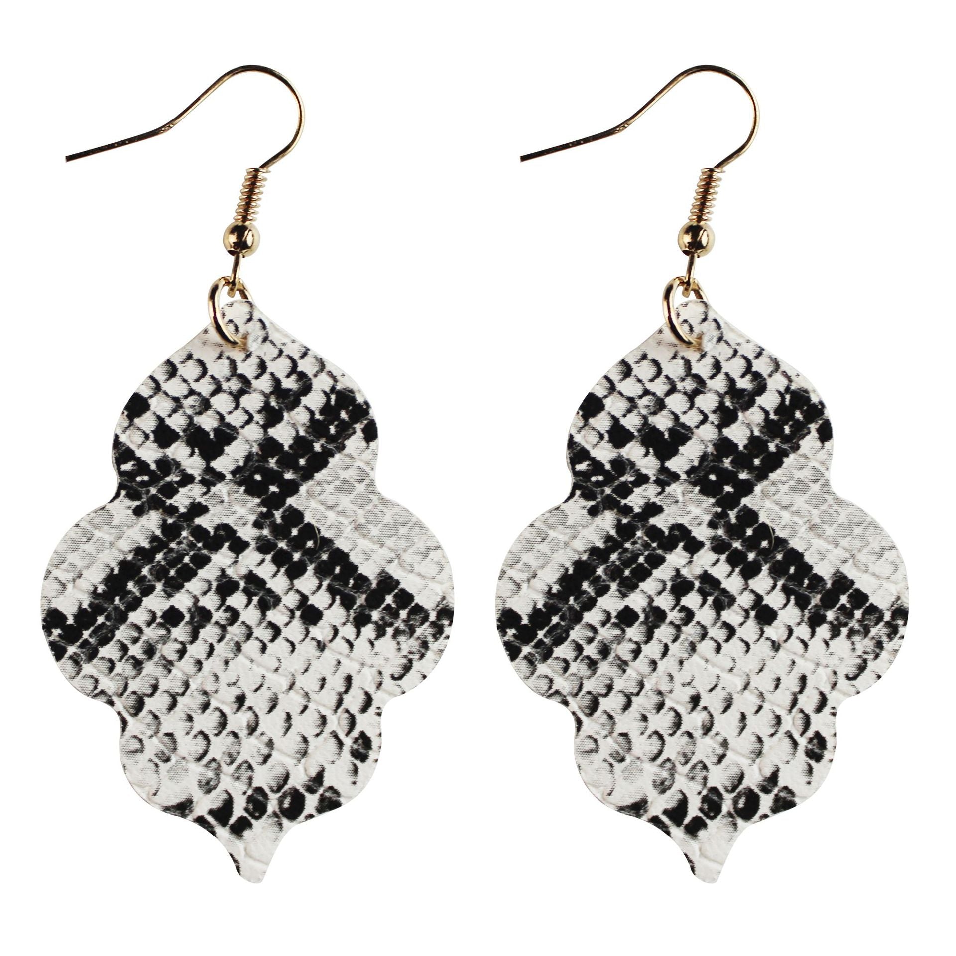 Wholesale Baroque Style Double Sided Printed Leather Flower Earrings