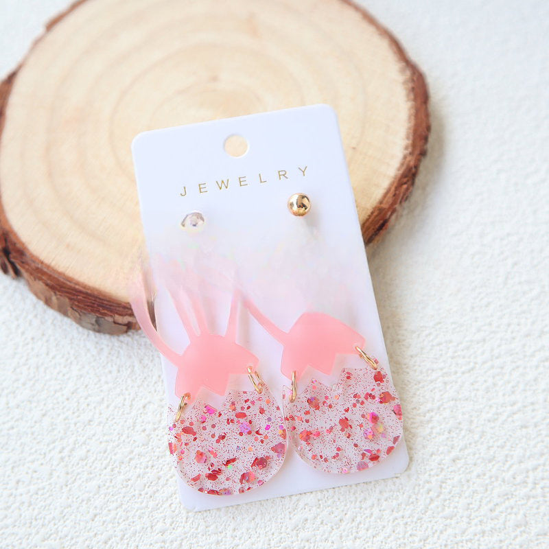 Wholesale Easter Acrylic Egg Rabbit Earrings