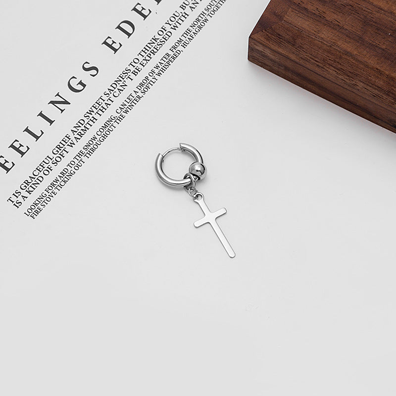 Wholesale Cross Star Stainless Steel Diamond Chain Earrings