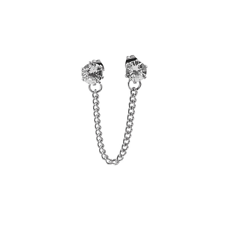 Wholesale Cross Star Stainless Steel Diamond Chain Earrings