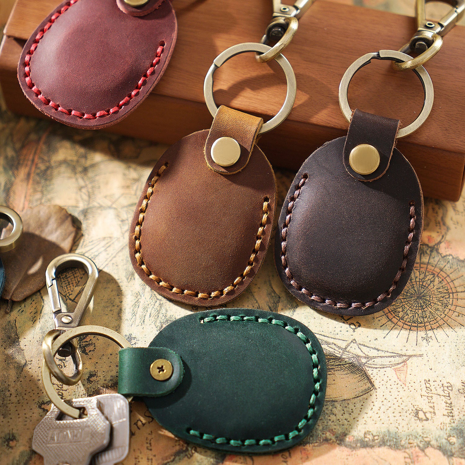 Wholesale Handmade Cowhide Access Card Holder Keychain