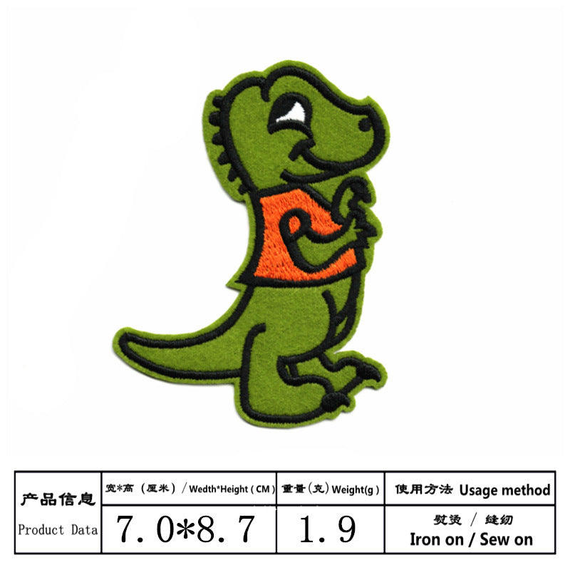 Wholesale Cloth Dinosaur Embroidery Patches 14 Piece Set Cute Cartoon Badges DIY Clothing Repair Schoolbag Decor Craft Supply Gift