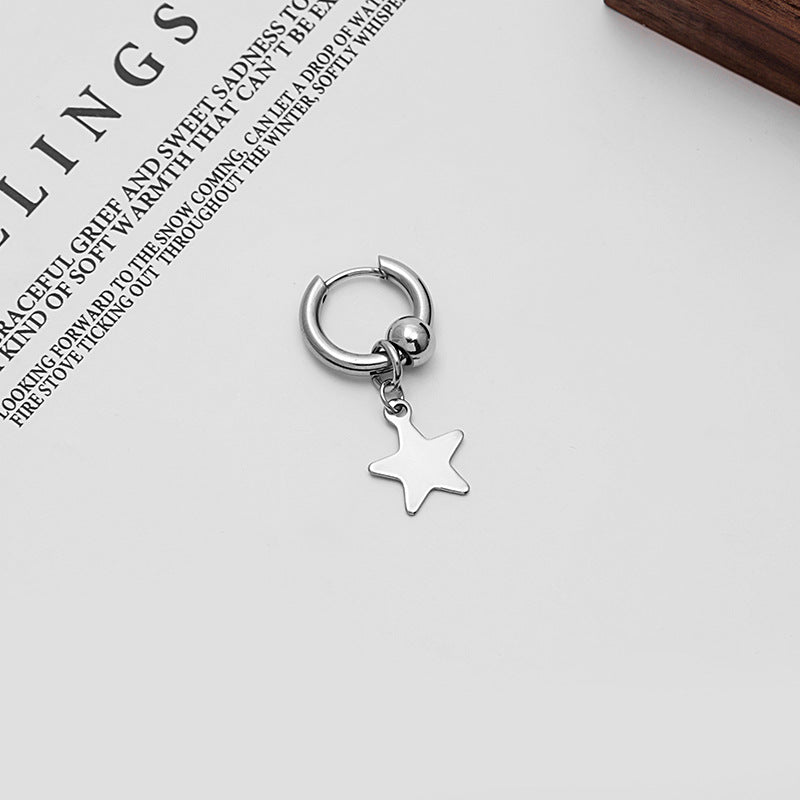 Wholesale Cross Star Stainless Steel Diamond Chain Earrings