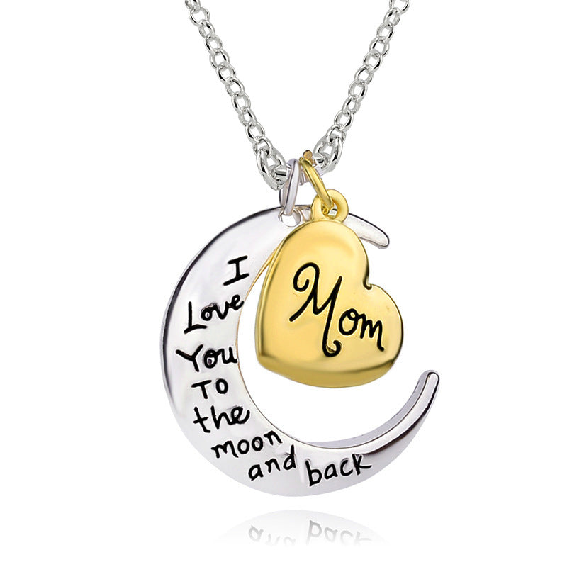 Wholesale New Mother's Day Trend Moon Love Letters Family Necklace