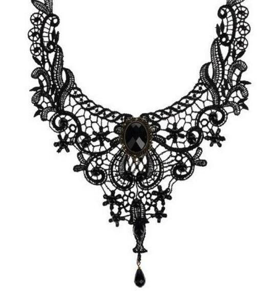 Wholesale Gothic Lace Necklace Black Clavicle Chain