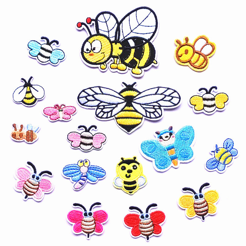 Wholesale Cloth Embroidered Bee Patches Cute Cartoon Animal Set Of 17 For Kids Clothing DIY Craft Supply