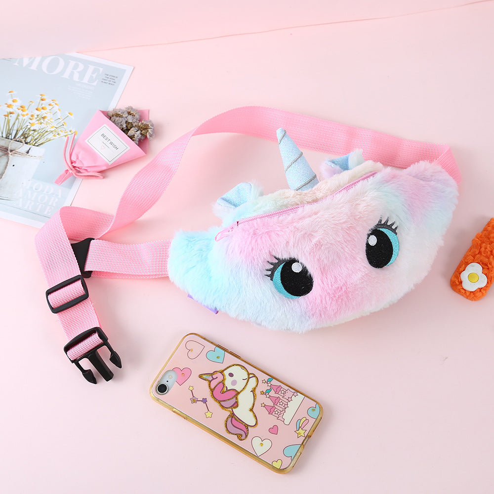 Wholesale Unicorn Cartoon Plush Shoulder Bag Crossbody Bag Chest Bag Waist Bag