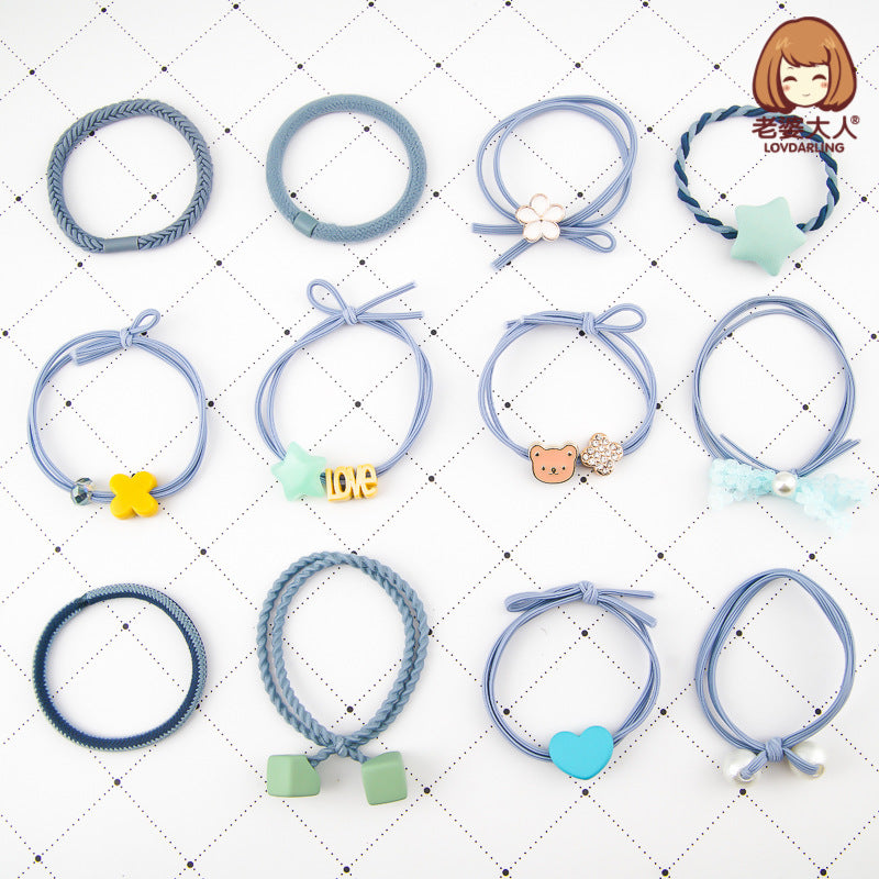 Wholesale Canned high elastic net red Pearl crystal beads hair accessories headdress set