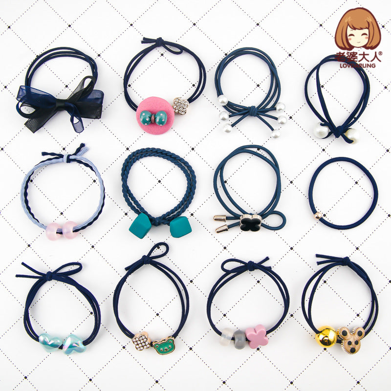 Wholesale Canned high elastic net red Pearl crystal beads hair accessories headdress set