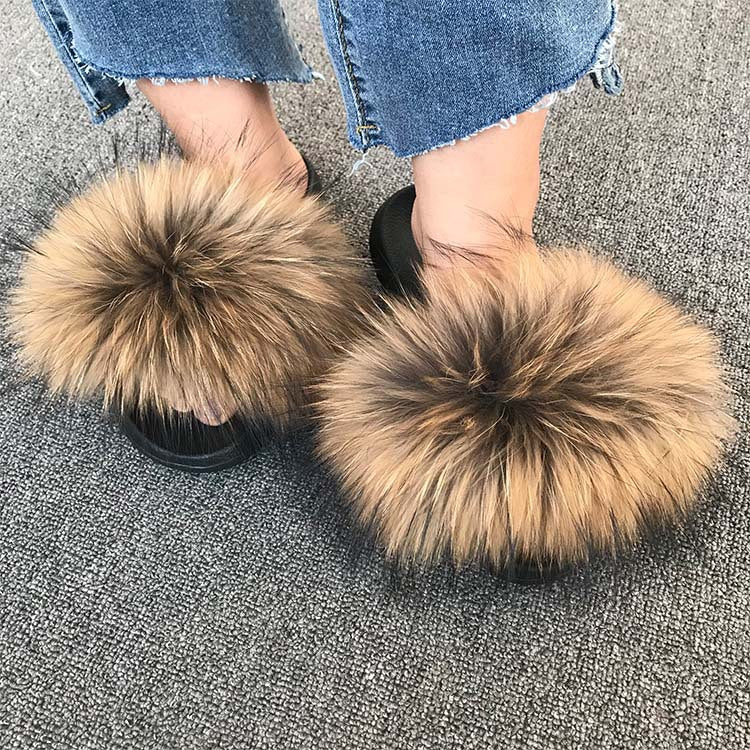 Wholesale fox fur slippers women's outdoor slippers home fur fur slippers