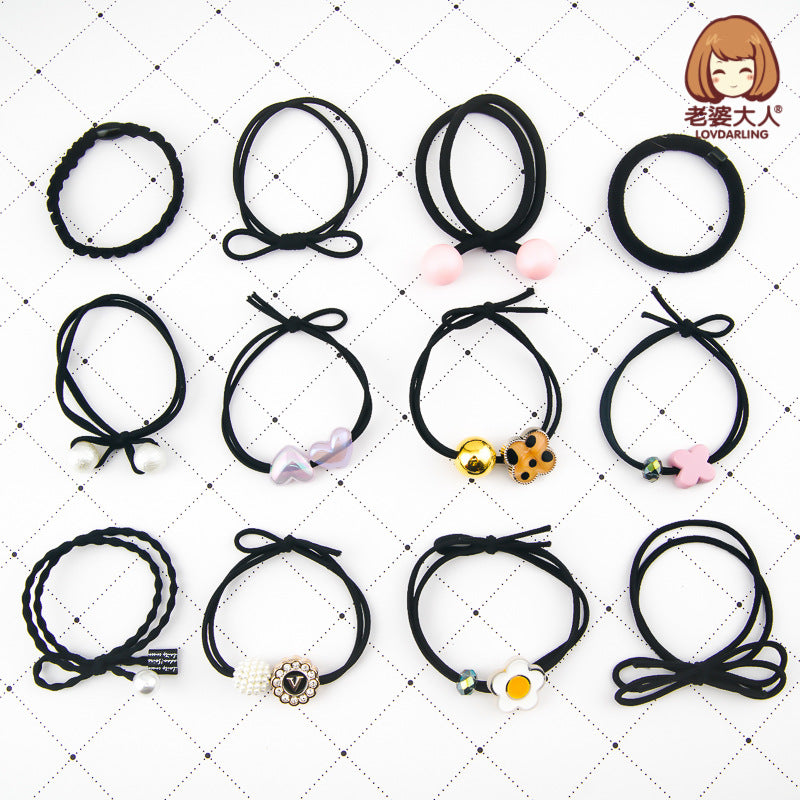 Wholesale Canned high elastic net red Pearl crystal beads hair accessories headdress set