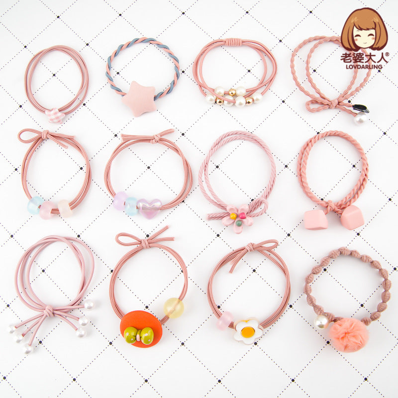 Wholesale Canned high elastic net red Pearl crystal beads hair accessories headdress set