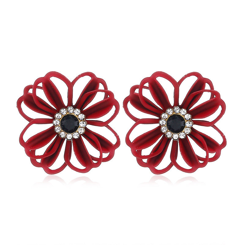 Flores de metal al por mayor Pendientes de diamantes