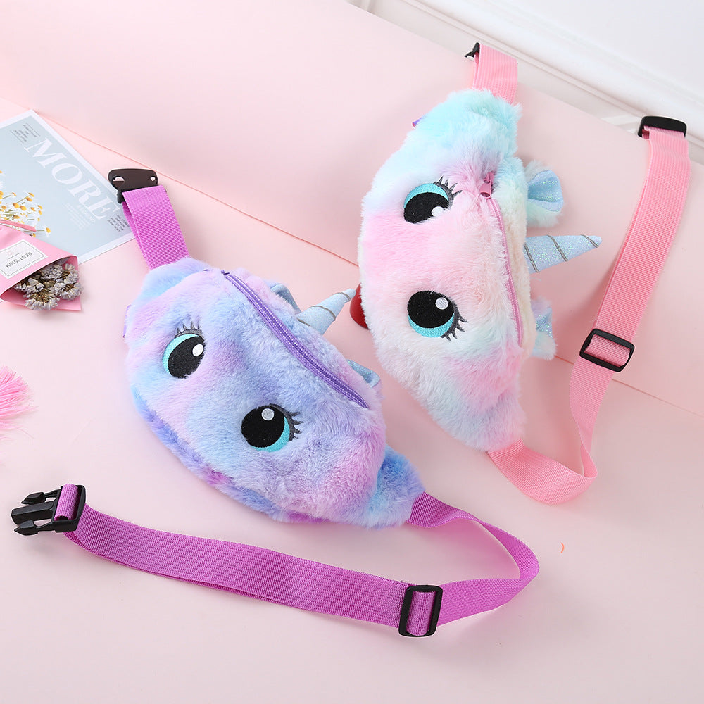 Wholesale Unicorn Cartoon Plush Shoulder Bag Crossbody Bag Chest Bag Waist Bag