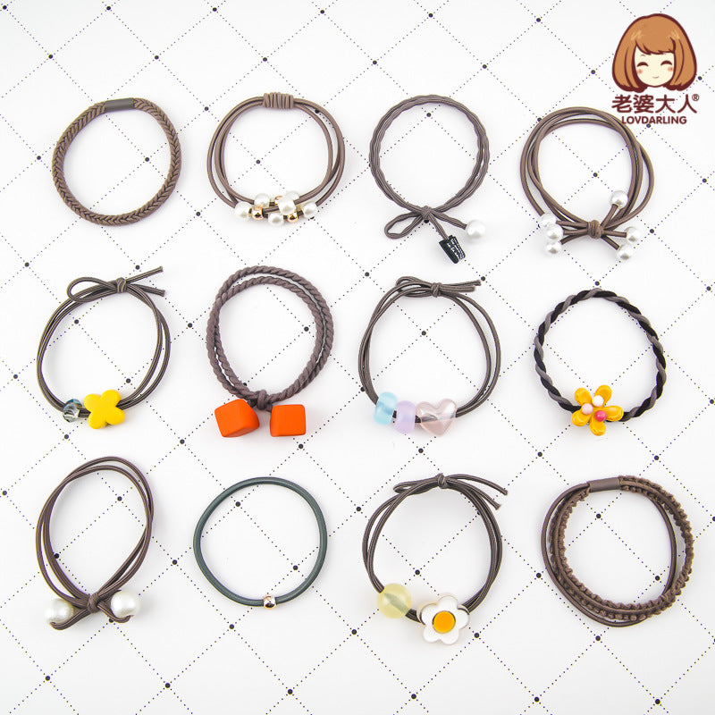 Wholesale Canned high elastic net red Pearl crystal beads hair accessories headdress set