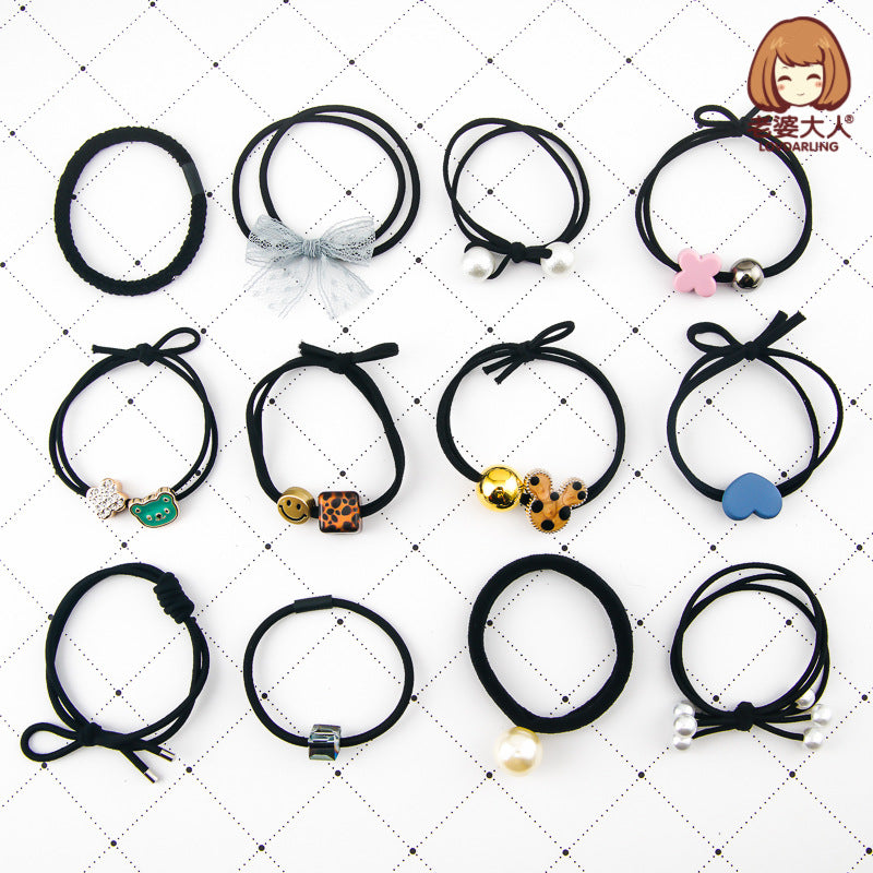 Wholesale Canned high elastic net red Pearl crystal beads hair accessories headdress set