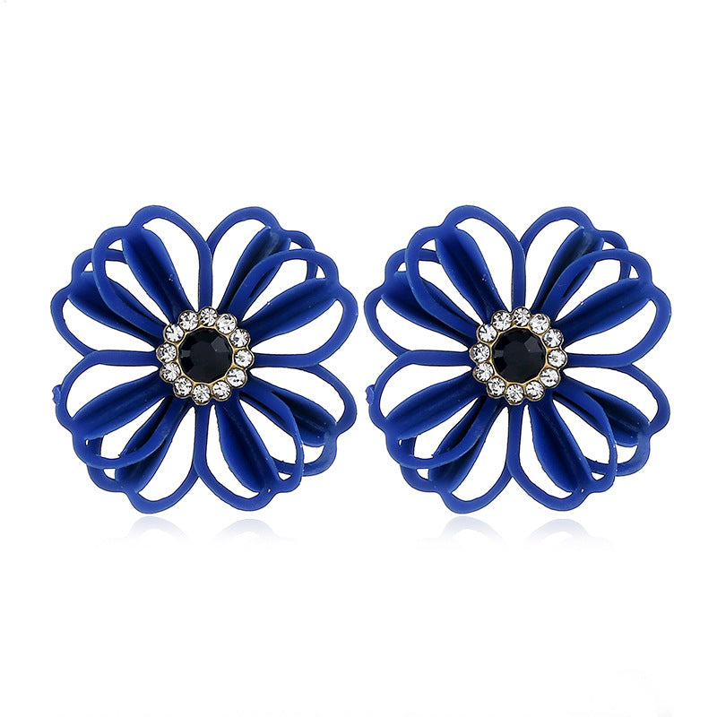 Flores de metal al por mayor Pendientes de diamantes