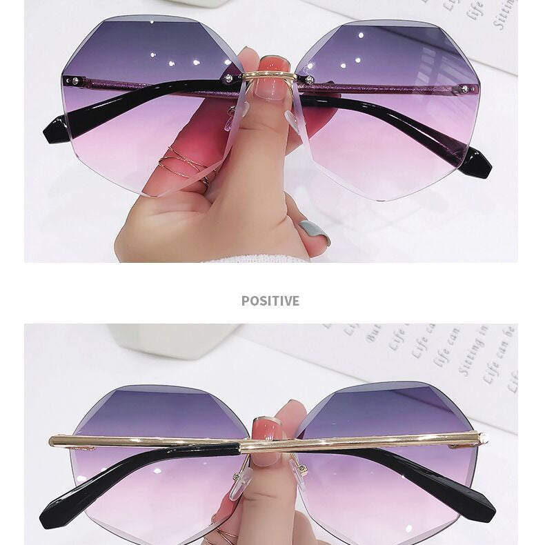 Wholesale New Metal Frameless Polygon Ladies PC Sunglasses