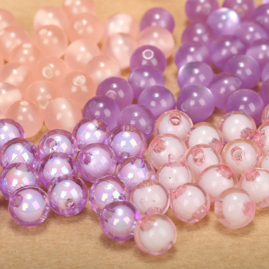 Wholesale 50pcs 8mm Plastic Resin Stripes Round Loose Beads