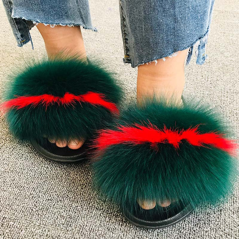 Wholesale fox fur slippers women's outdoor slippers home fur fur slippers