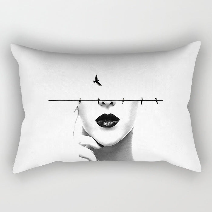 Wholesale Black and White Geometric Strip Shaped Polyester Pillow Covers