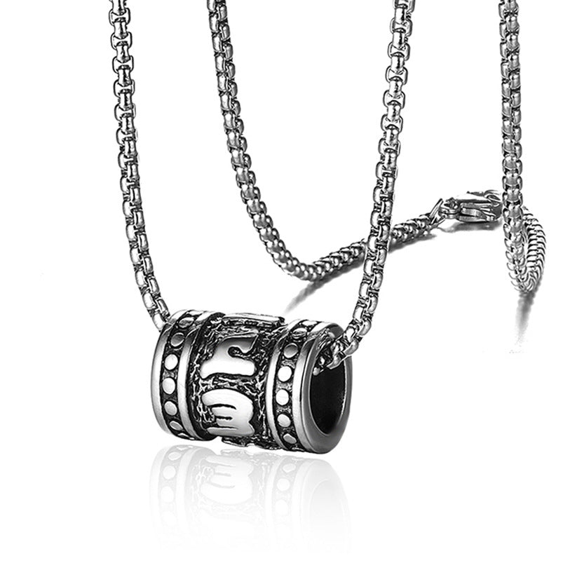 Wholesale Stainless Steel Six Character Mantra Pendant Beaded Necklace