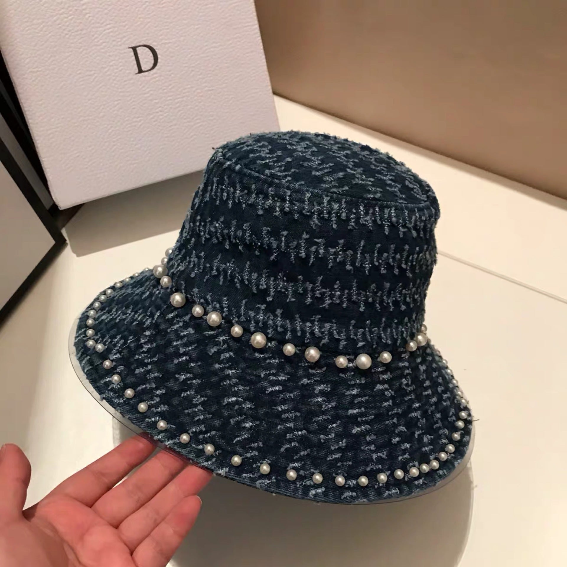 Wholesale Whiskers Ripped Tassel Denim Fisherman Hat Basin Hat