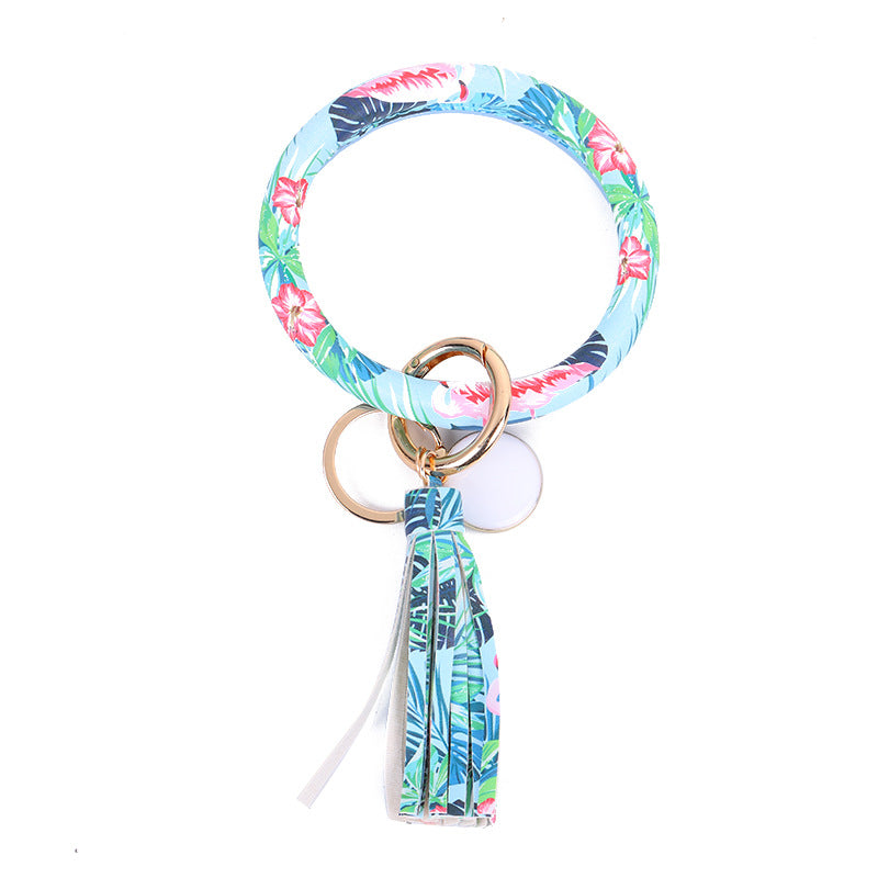 WholesalePU Leather Tassel Bracelet Keychain