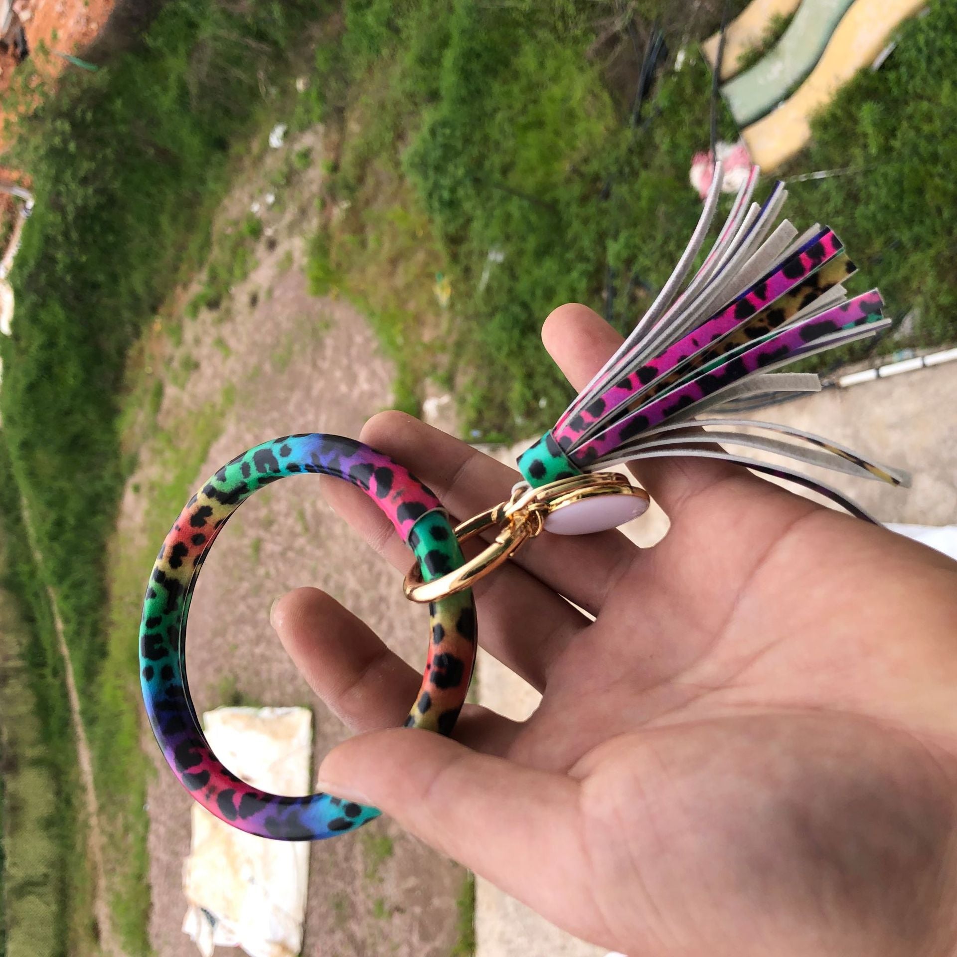 Wholesale Leather Bracelet PU Leather Bracelet Keychain Tassel Pendant Bracelet