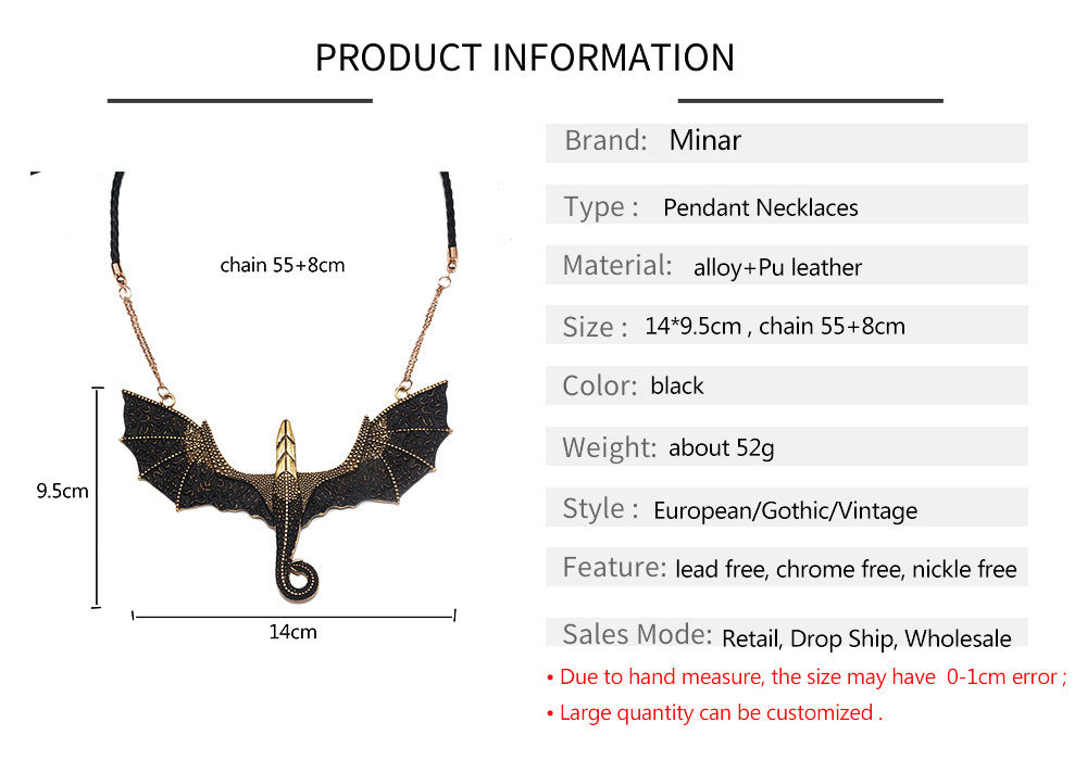 Wholesale Halloween Exaggerated Dragon Alloy Necklace