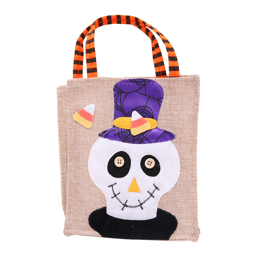 Wholesale Halloween Creative Cartoon Pumpkin Witch Party Linen Candy Gift Shoulder Bag