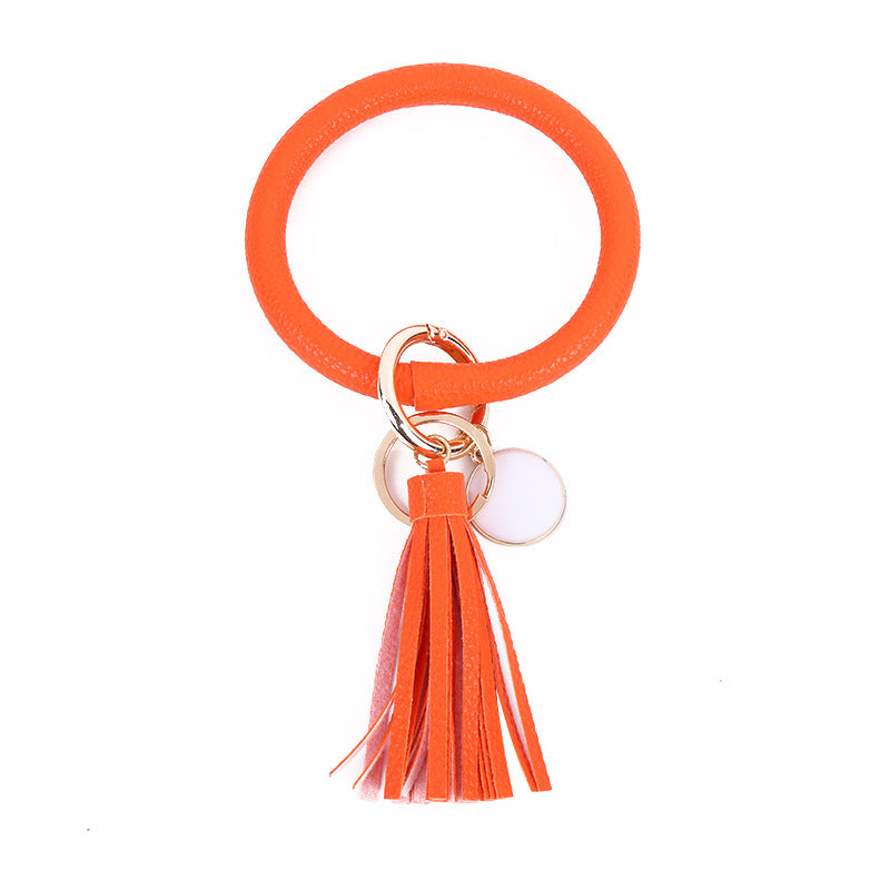Wholesale Leather Bracelet PU Leather Bracelet Keychain Tassel Pendant Bracelet