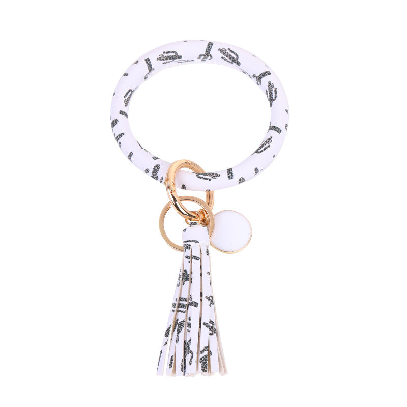 Wholesale Leather Bracelet PU Leather Bracelet Keychain Tassel Pendant Bracelet