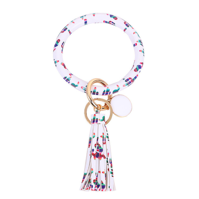 Wholesale Leather Bracelet PU Leather Bracelet Keychain Tassel Pendant Bracelet