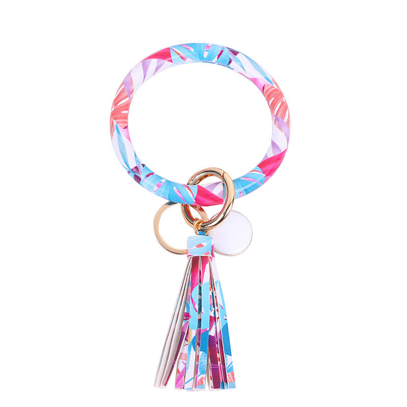 WholesalePU Leather Tassel Bracelet Keychain