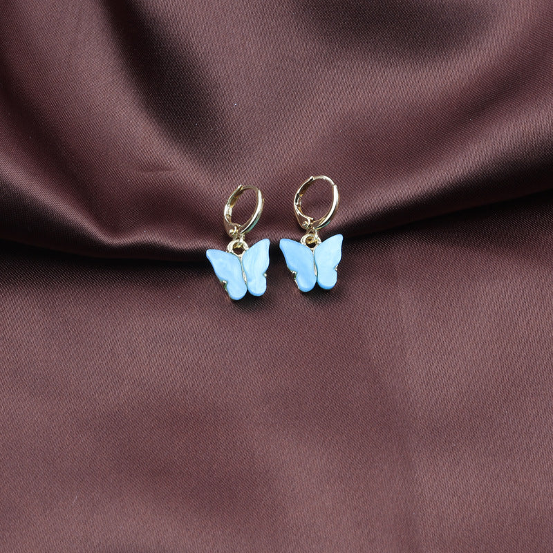 Wholesale New Earrings Fashion Color Acrylic Butterfly Small Fresh Earrings