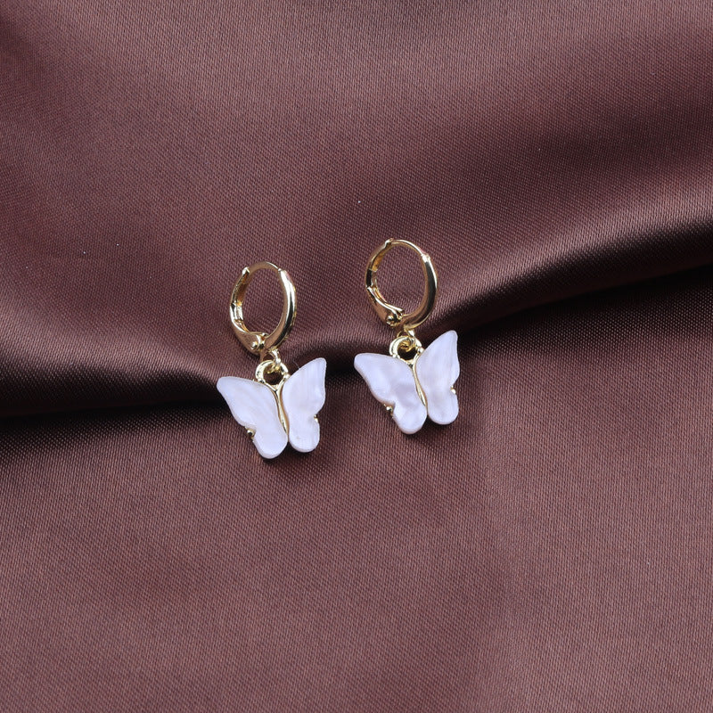 Wholesale New Earrings Fashion Color Acrylic Butterfly Small Fresh Earrings