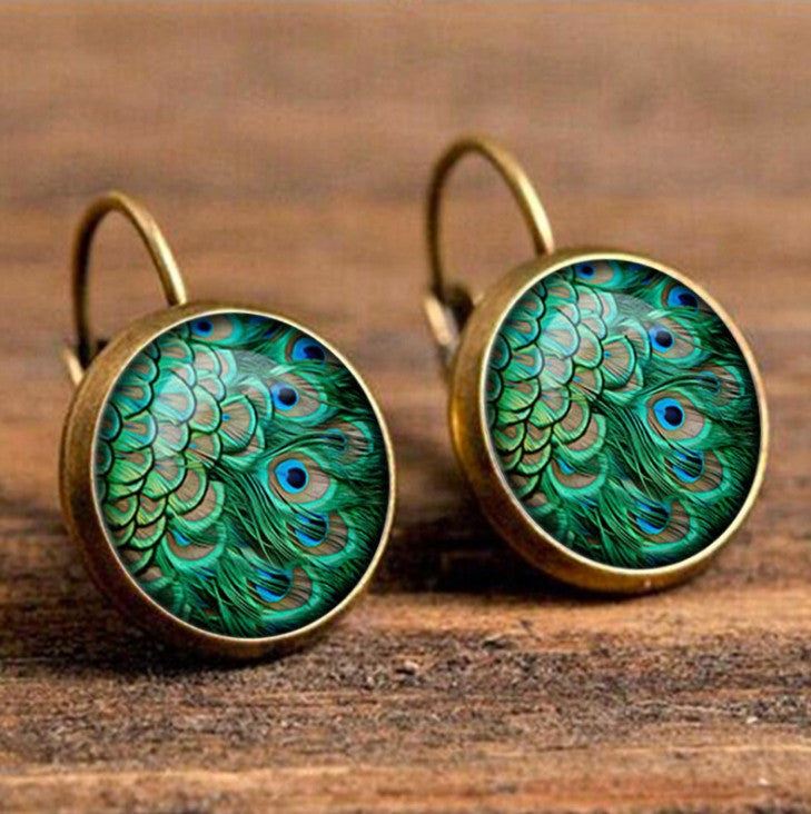 Wholesale Colorful Time Gem Moon Angel Earrings