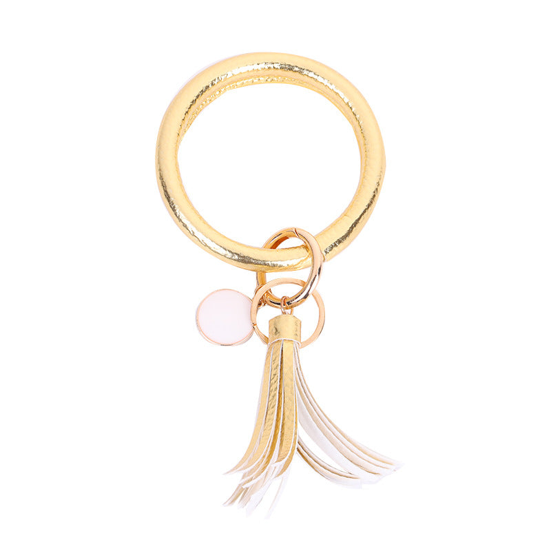 Wholesale Leather Bracelet PU Leather Bracelet Keychain Tassel Pendant Bracelet