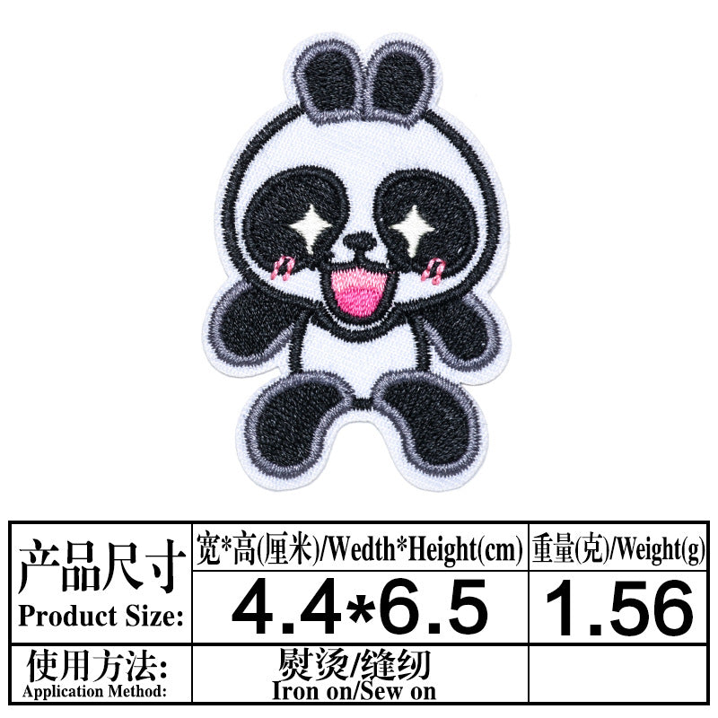 Wholesale Cute Panda Embroidered Cloth Patch Set Iron On DIY Decorative Clothing Accessory For Casual Resale
