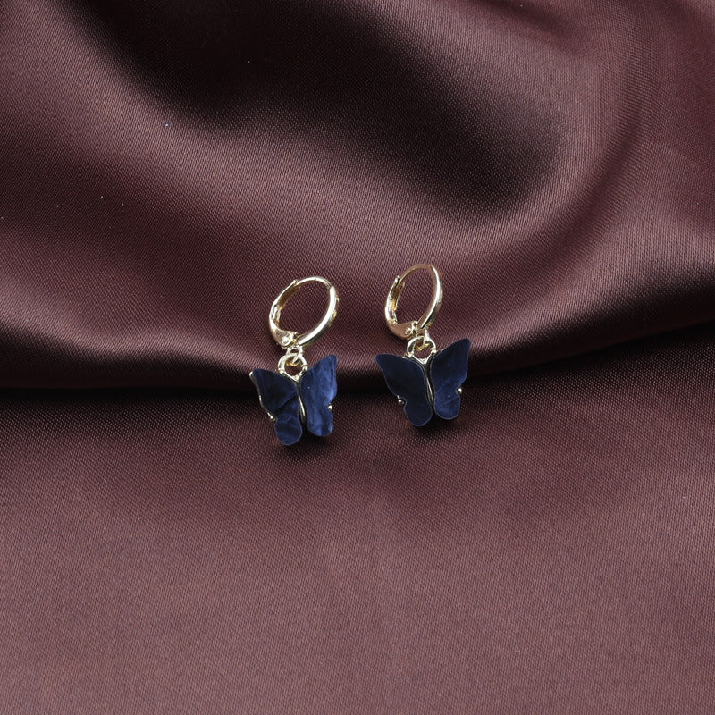Wholesale New Earrings Fashion Color Acrylic Butterfly Small Fresh Earrings