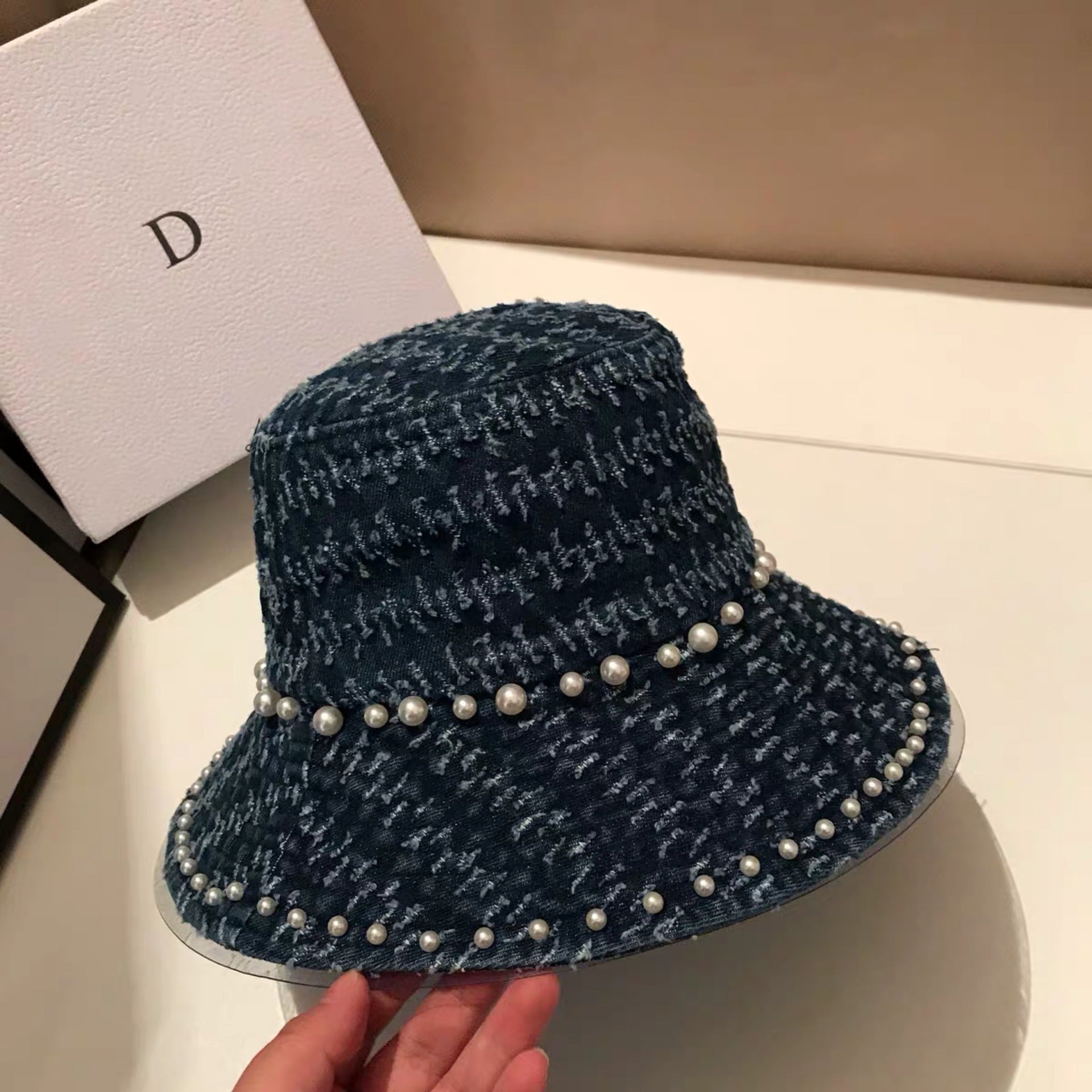 Wholesale Whiskers Ripped Tassel Denim Fisherman Hat Basin Hat